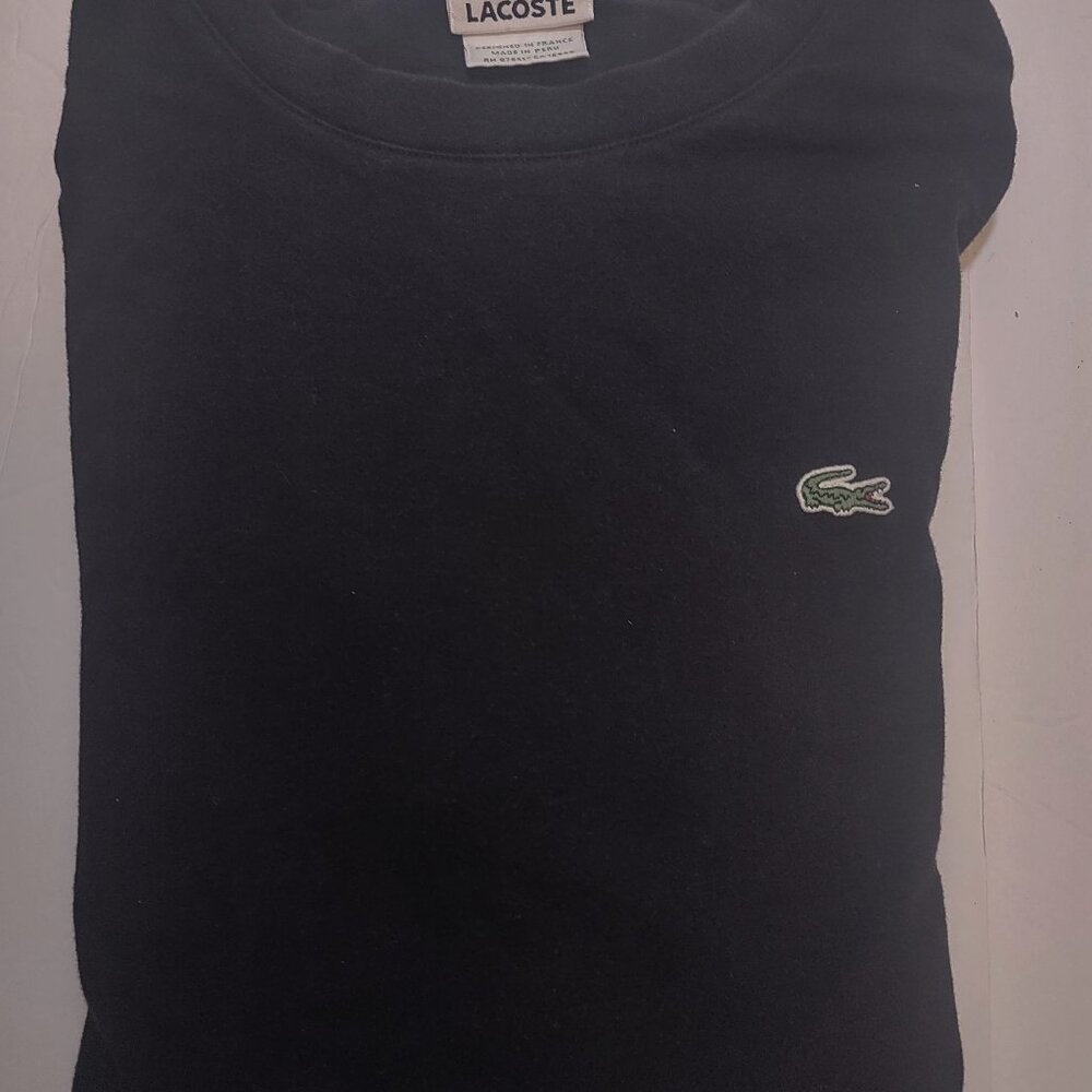 Lacoste Shirt Medium Size 5 Black Green Cotton Performance Crocodile Outdoor Men